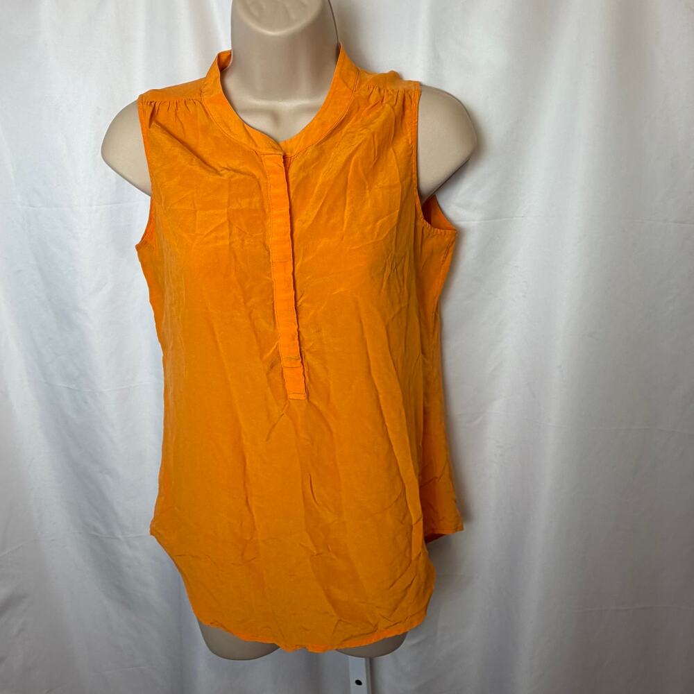 Banana Republic 100% Silk Orange Sleeveless Blouse Tank Top Size 4 Office Siren